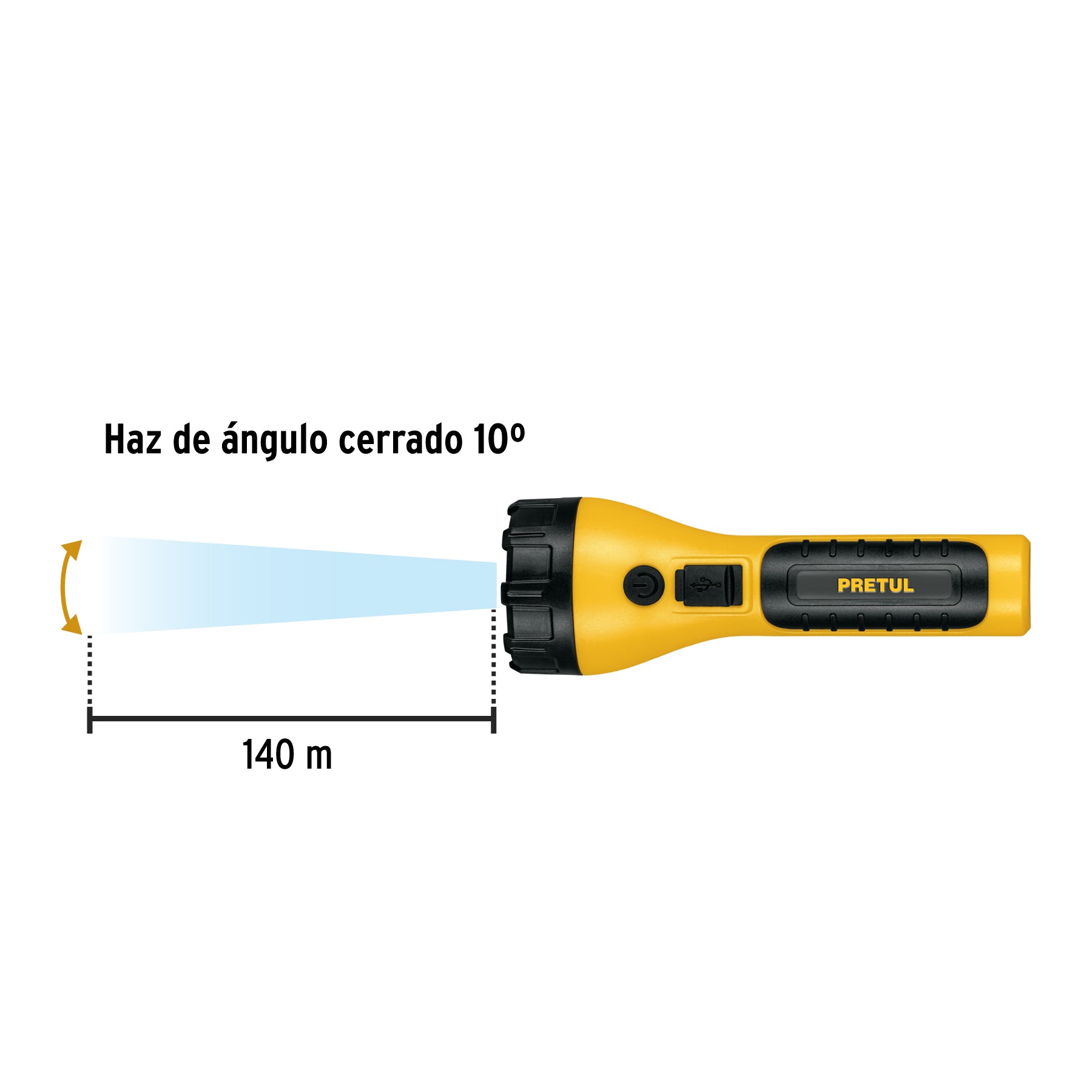 Linterna plástica recargable de LED, 180 lúmenes, Pretul