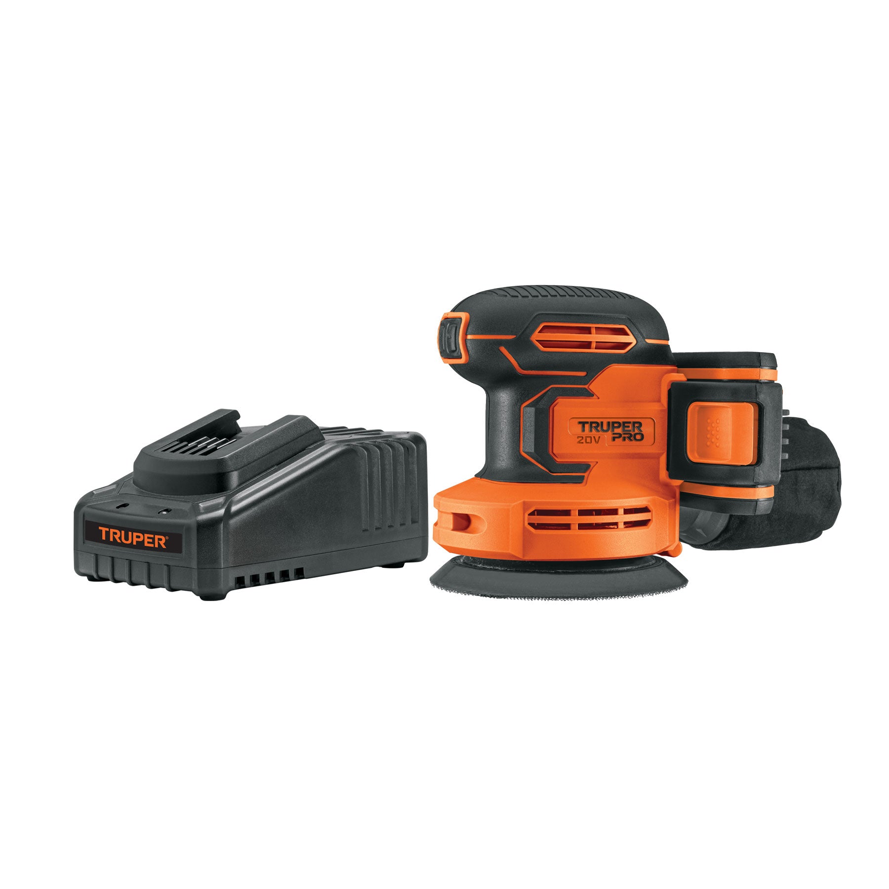 Lijadora roto-orbital 5' inal. 20V, 1 bat. 2Ah, 1 carg. PRO