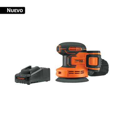 Lijadora roto-orbital 5' inal. 20V, 1 bat. 2Ah, 1 carg. PRO