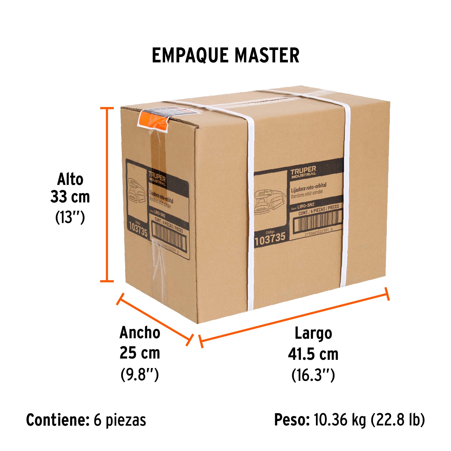 Lijadora roto orbital 5', 260W, TRUPER INDUSTRIAL