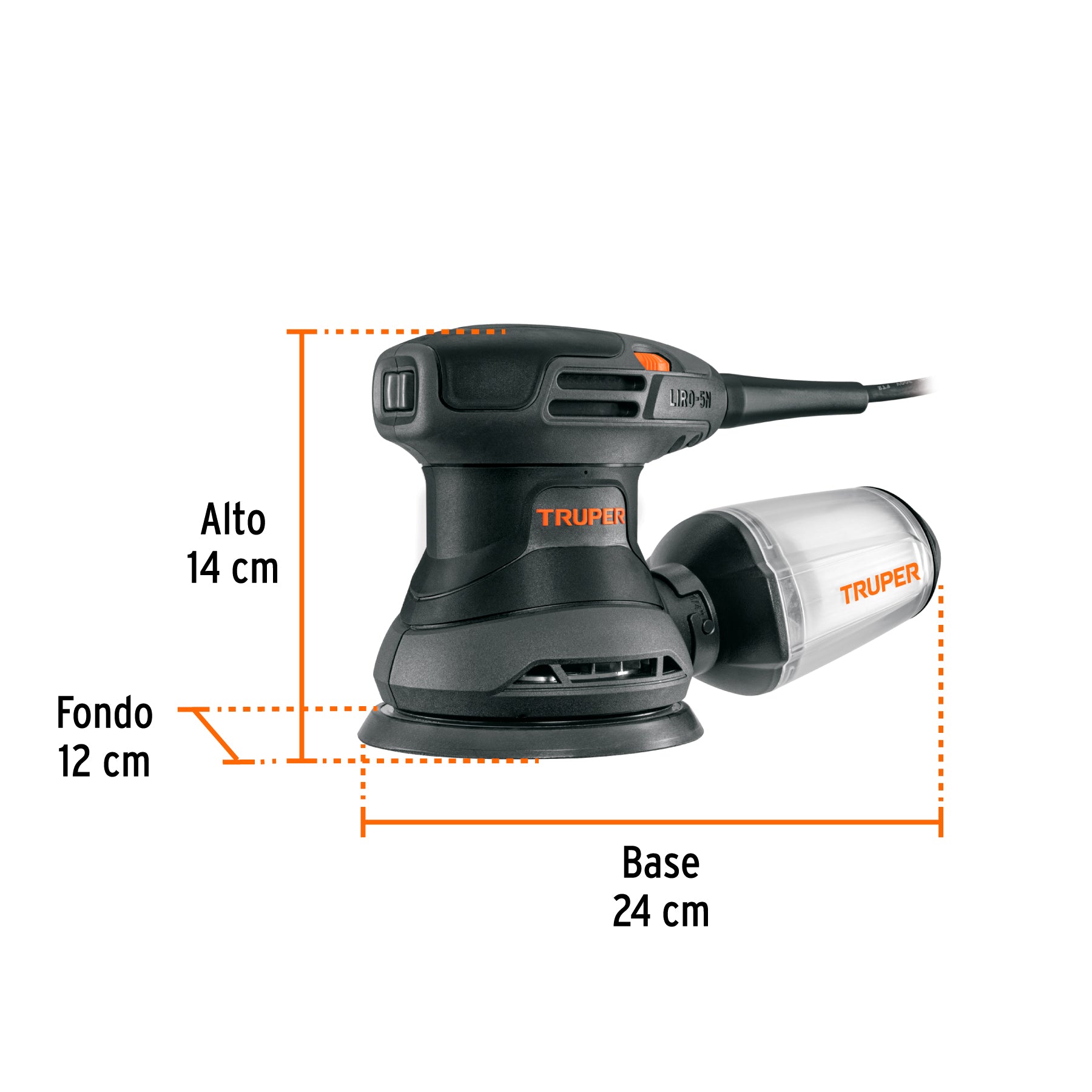 Lijadora roto orbital 5', 260W, TRUPER INDUSTRIAL