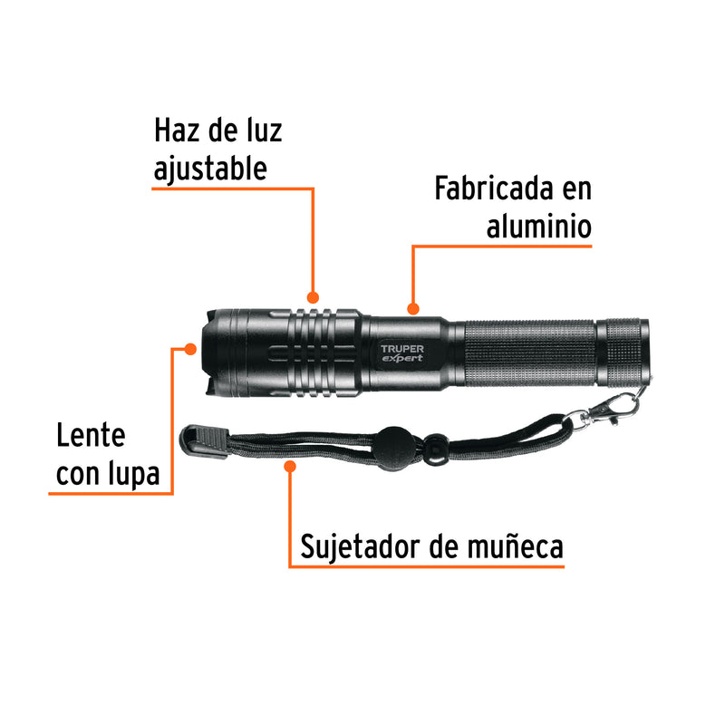 Linterna recargable, led cree, 180 lm con 2 pilas AA