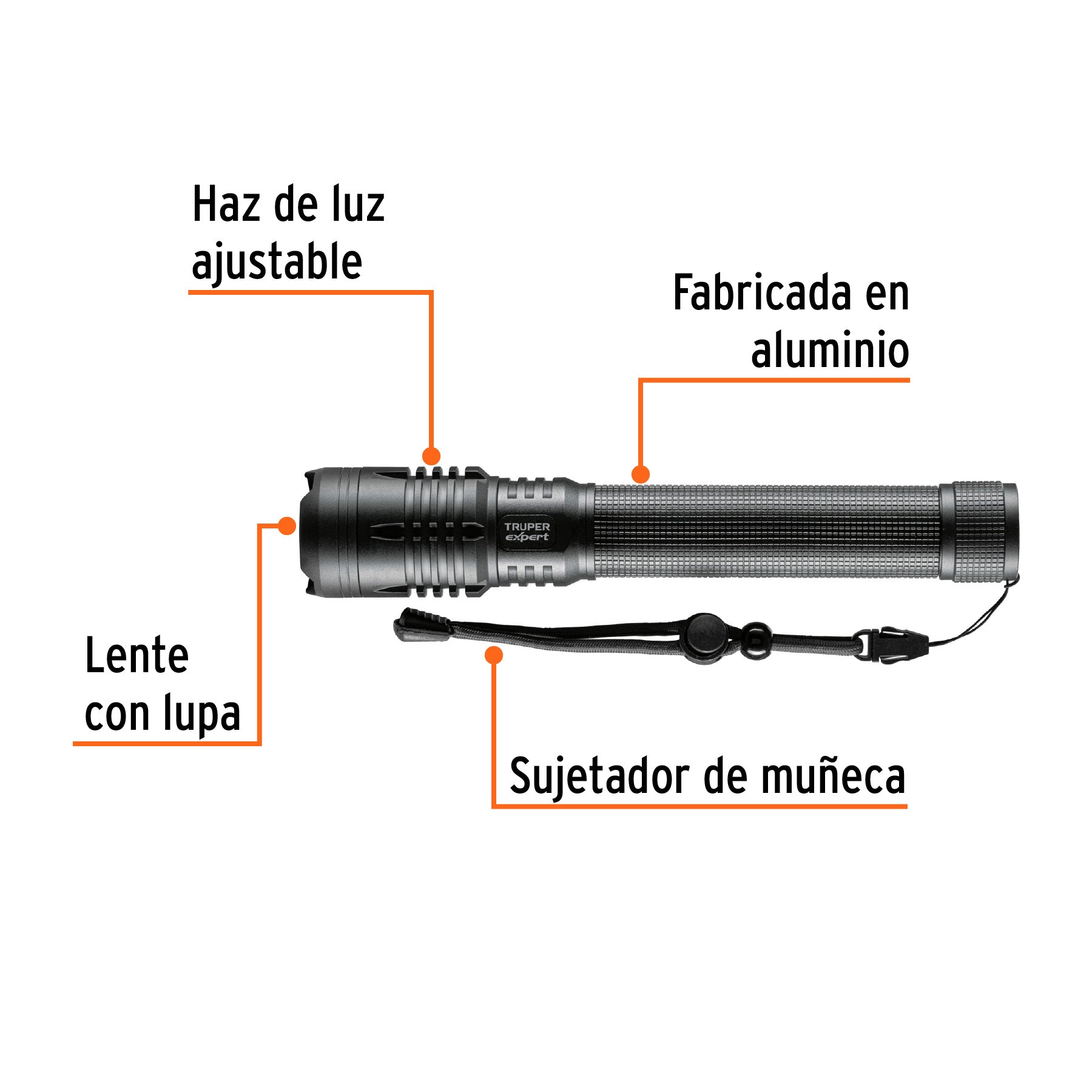Linterna recargable, led cree, 150 lm con 3 pilas D