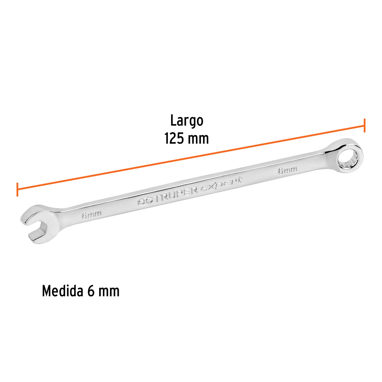 Llave combinada, extralarga, milimétrica, 6 x 125 mm