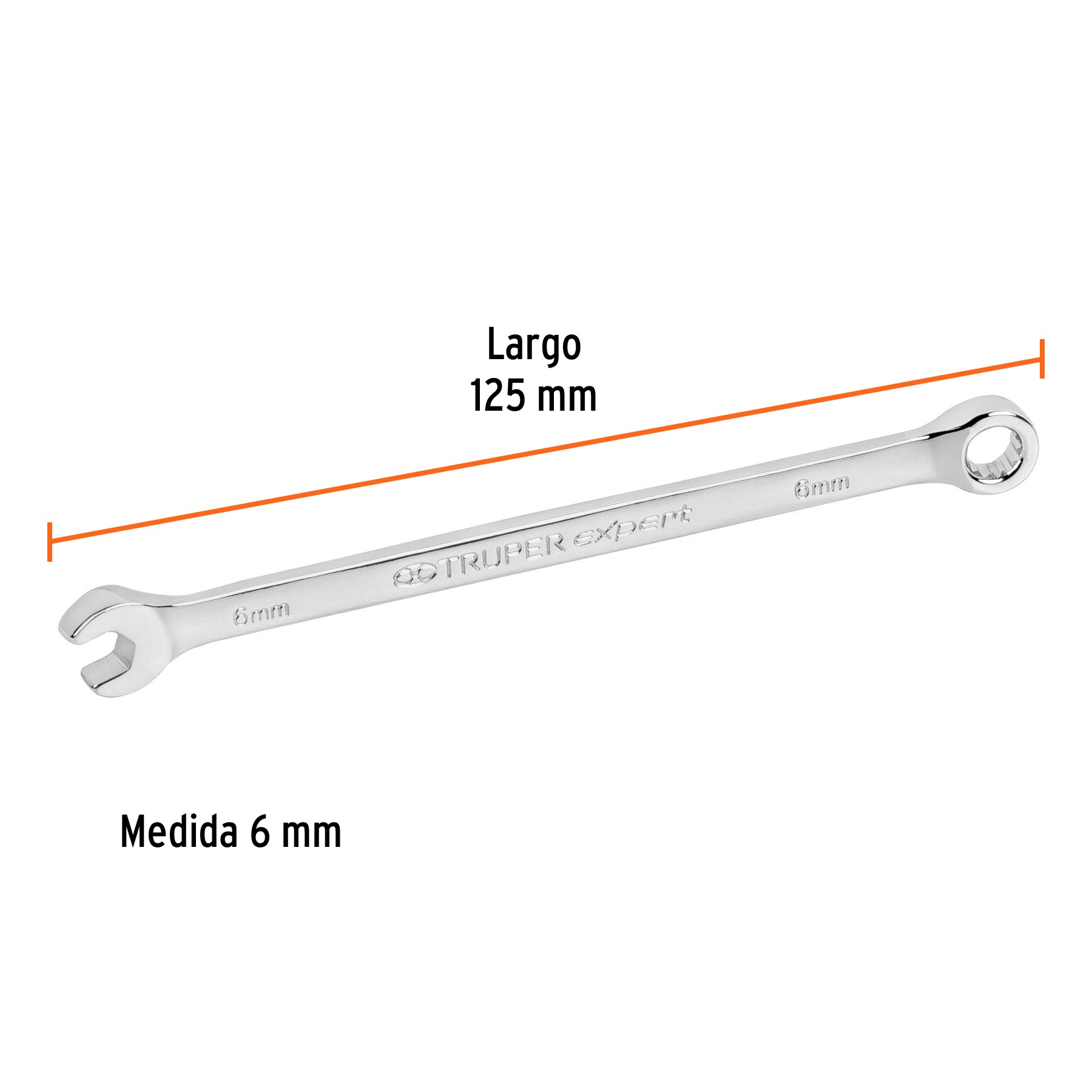 Llave combinada, extralarga, milimétrica, 6 x 125 mm