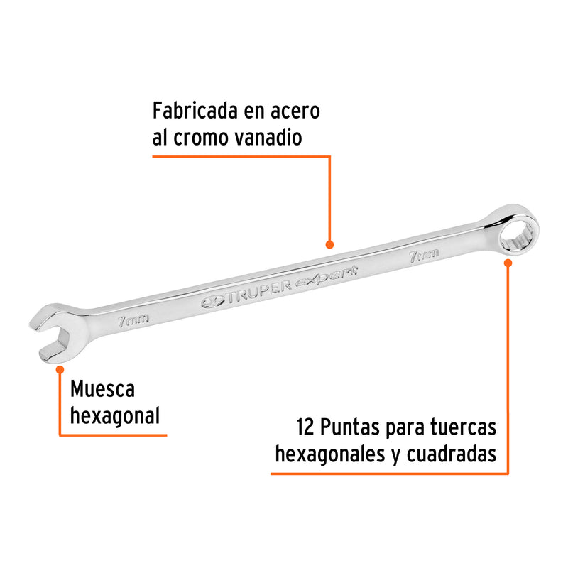 Llave combinada, extralarga, milimétrica, 7 x 135 mm