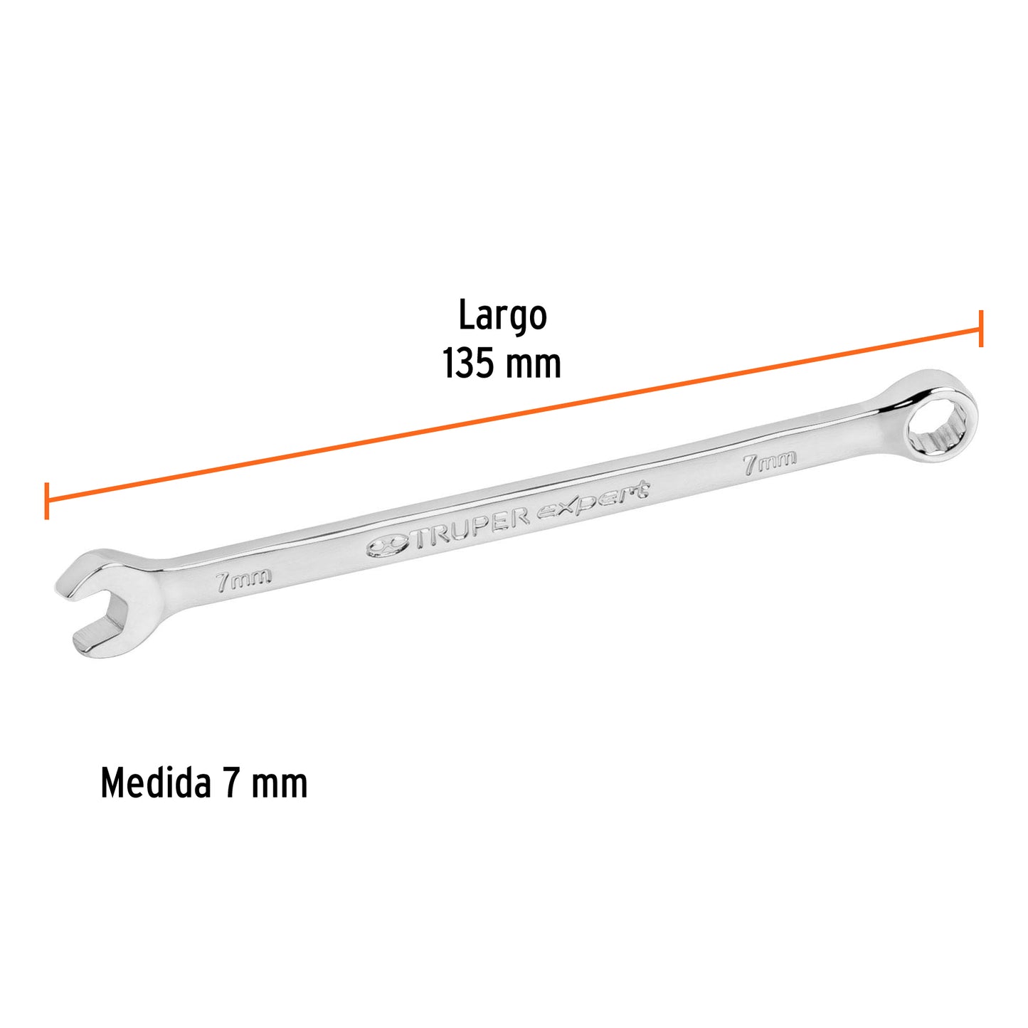 Llave combinada, extralarga, milimétrica, 7 x 135 mm