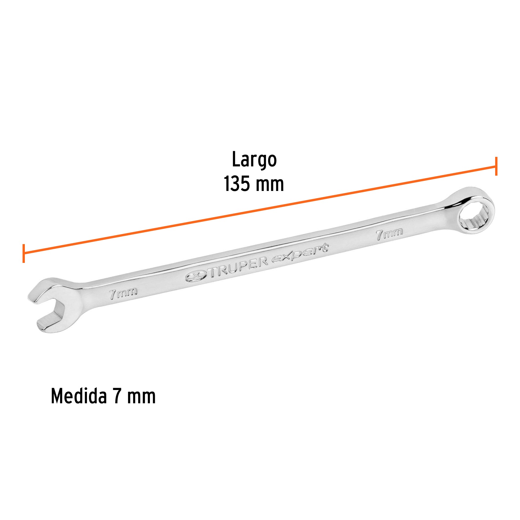 Llave combinada, extralarga, milimétrica, 7 x 135 mm