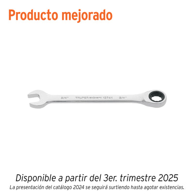 Llave combinada con matraca, 8 x 136 mm, Truper Expert