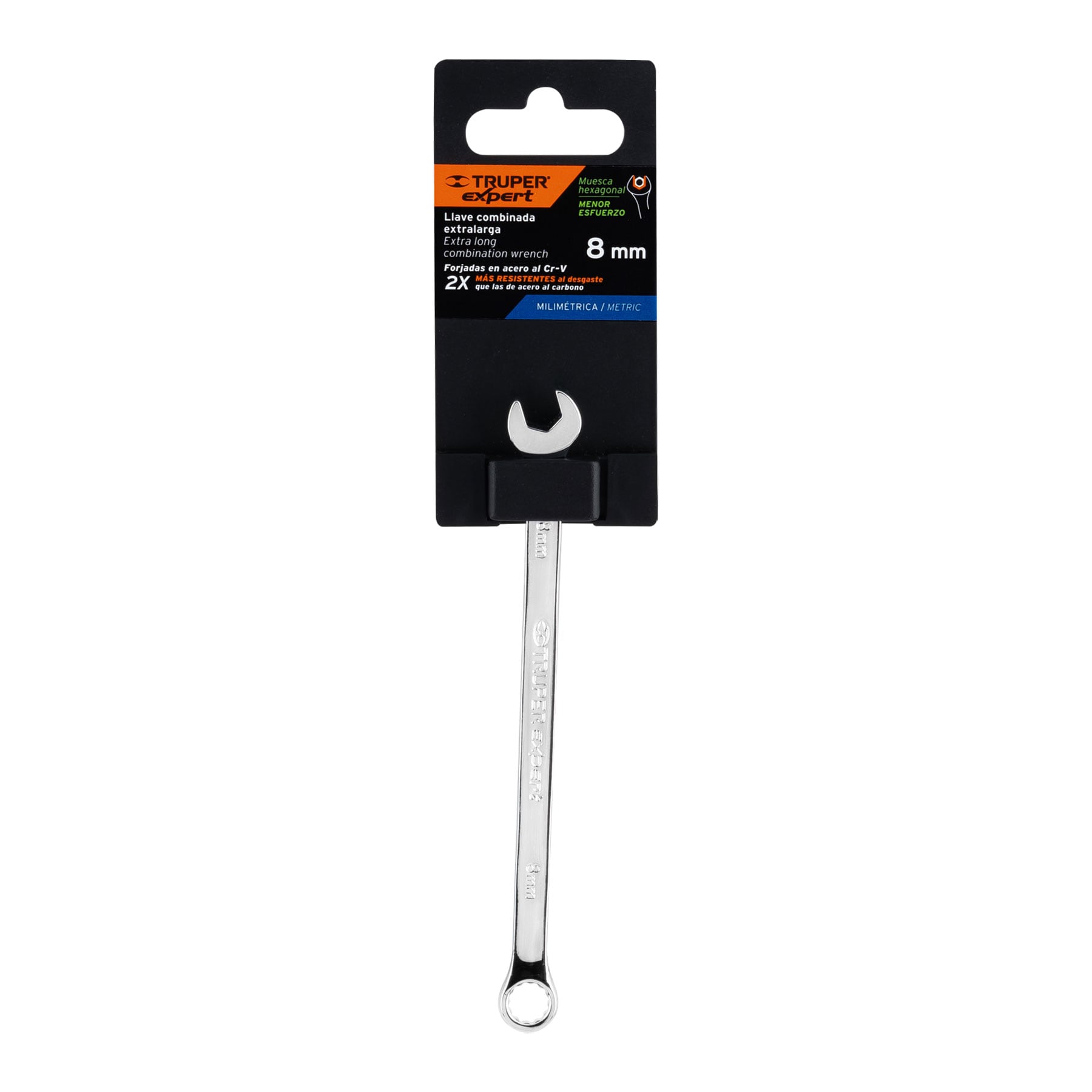 Llave combinada, extralarga, milimétrica, 8 x 145 mm
