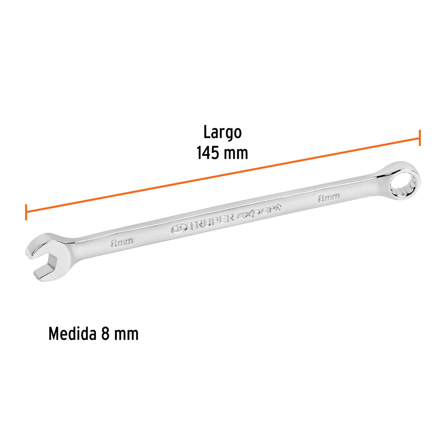 Llave combinada, extralarga, milimétrica, 8 x 145 mm