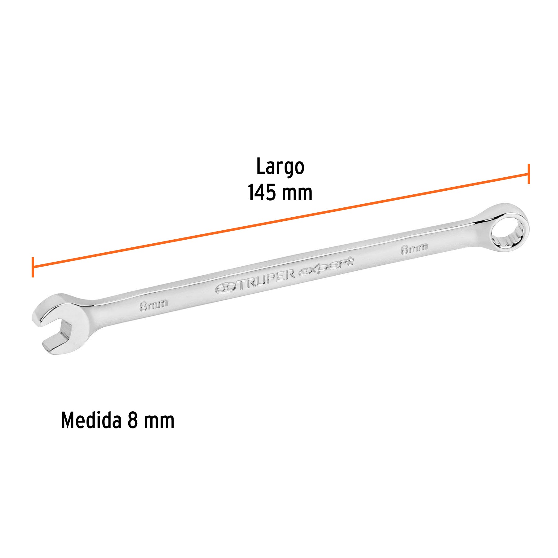 Llave combinada, extralarga, milimétrica, 8 x 145 mm