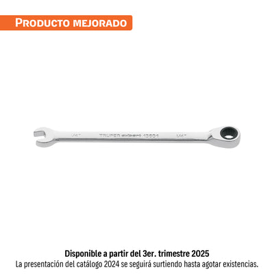 Llave combinada con matraca, 1/4" x 120 mm, Truper Expert