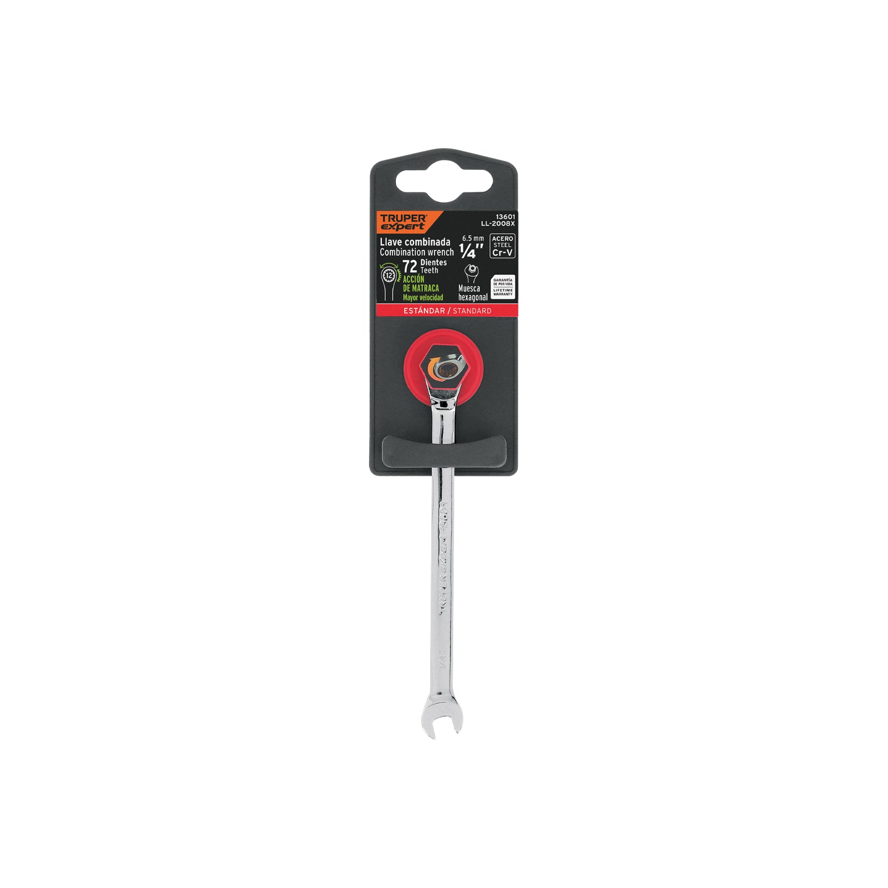 Llave combinada con matraca, 1/4" x 120 mm, Truper Expert