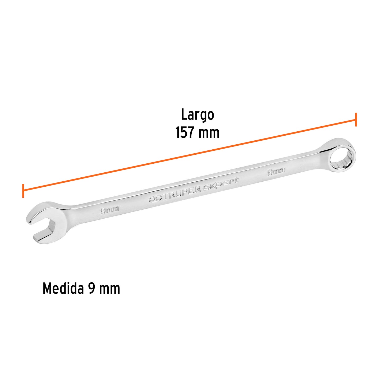 Llave combinada, extralarga, milimétrica, 9 x 157 mm