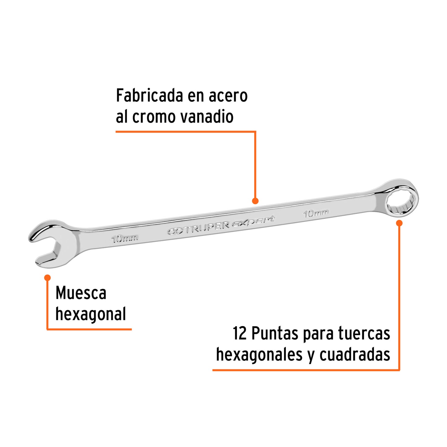 Llave combinada, extralarga, milimétrica, 10 x 164 mm