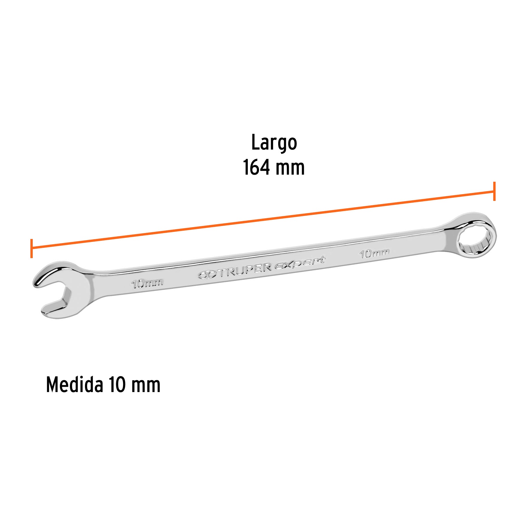 Llave combinada, extralarga, milimétrica, 10 x 164 mm