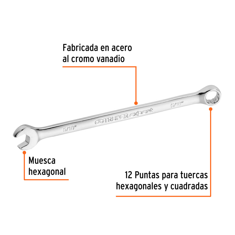 Llave combinada, extralarga, 5/16" x 145 mm