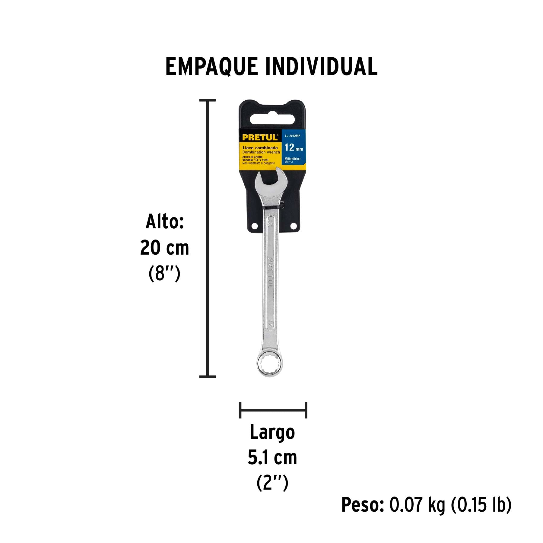 Llave combinada mm, 12 x 160 mm, pretul