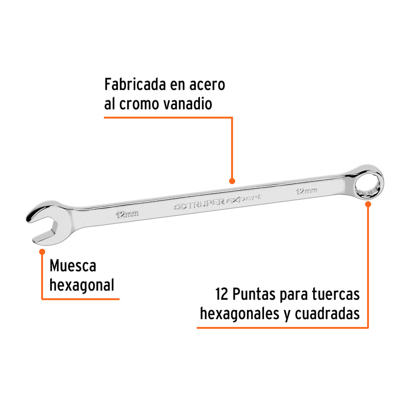 Llave combinada, extralarga, milimétrica, 12 x 193 mm