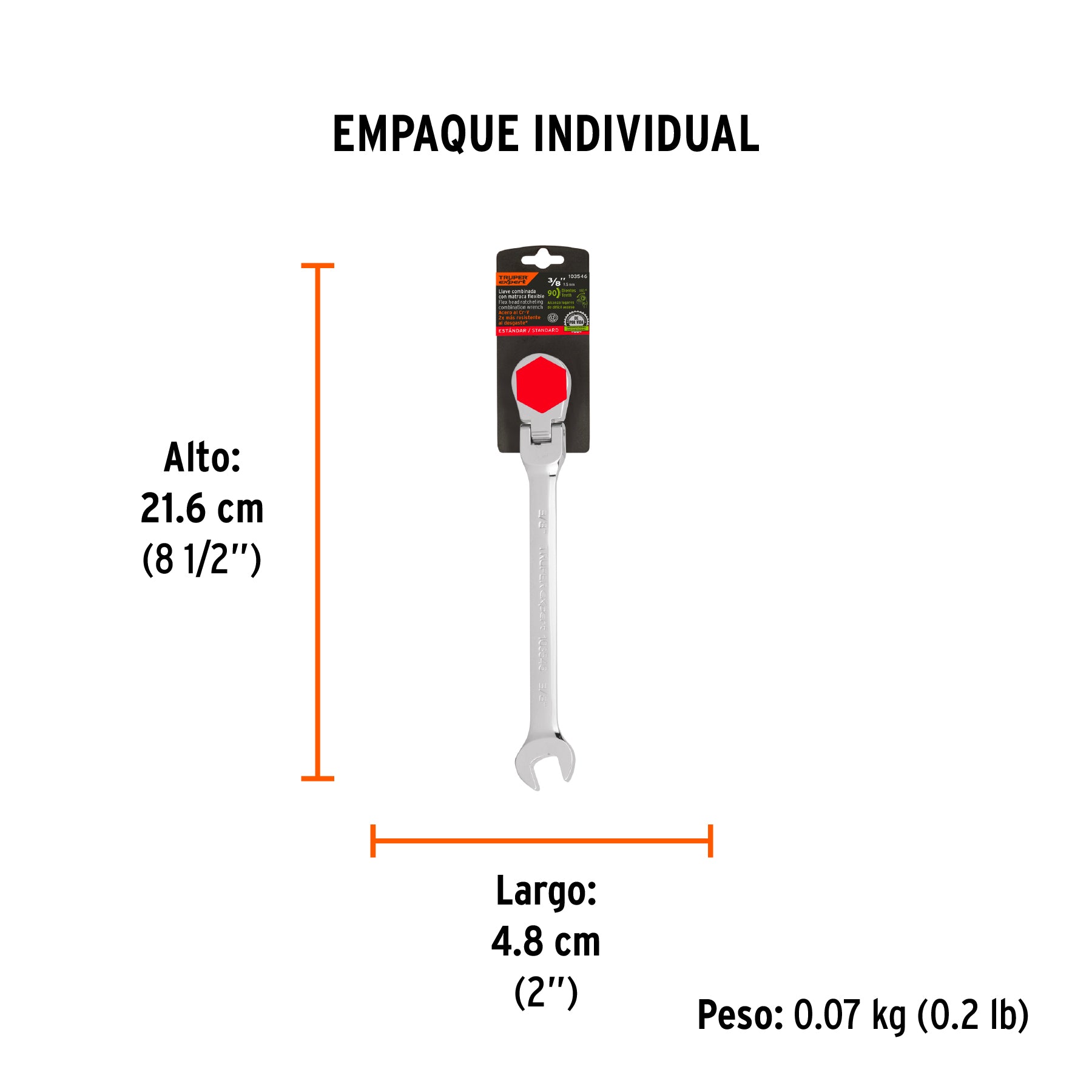 Llave combinada con matraca 3/8' flexible, Expert
