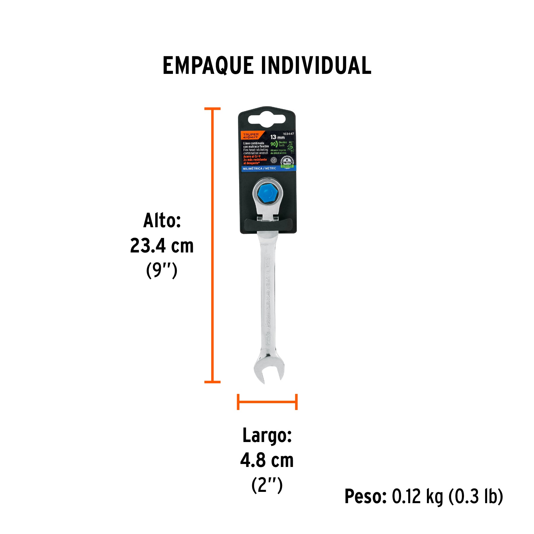 Llave combinada con matraca 13 mm flexible, Expert
