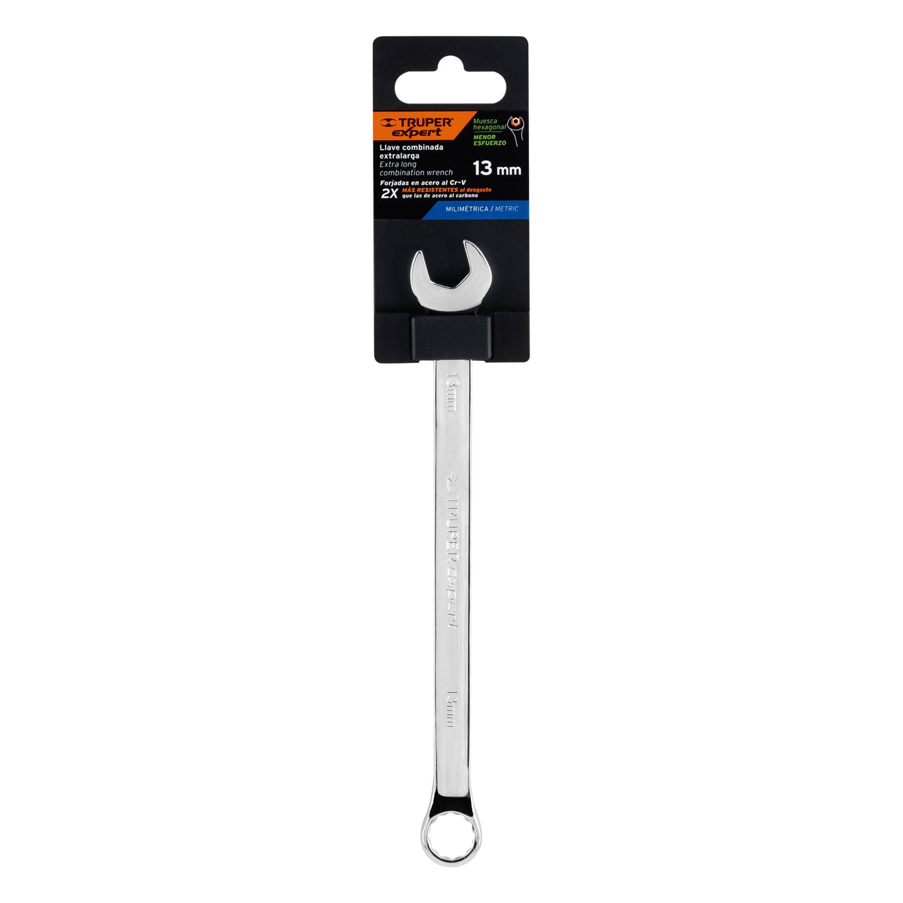 Llave combinada, extralarga, milimétrica, 13 x 202 mm