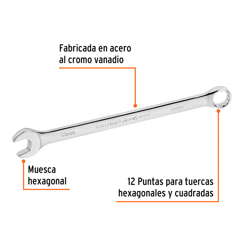 Llave combinada, extralarga, milimétrica, 13 x 202 mm