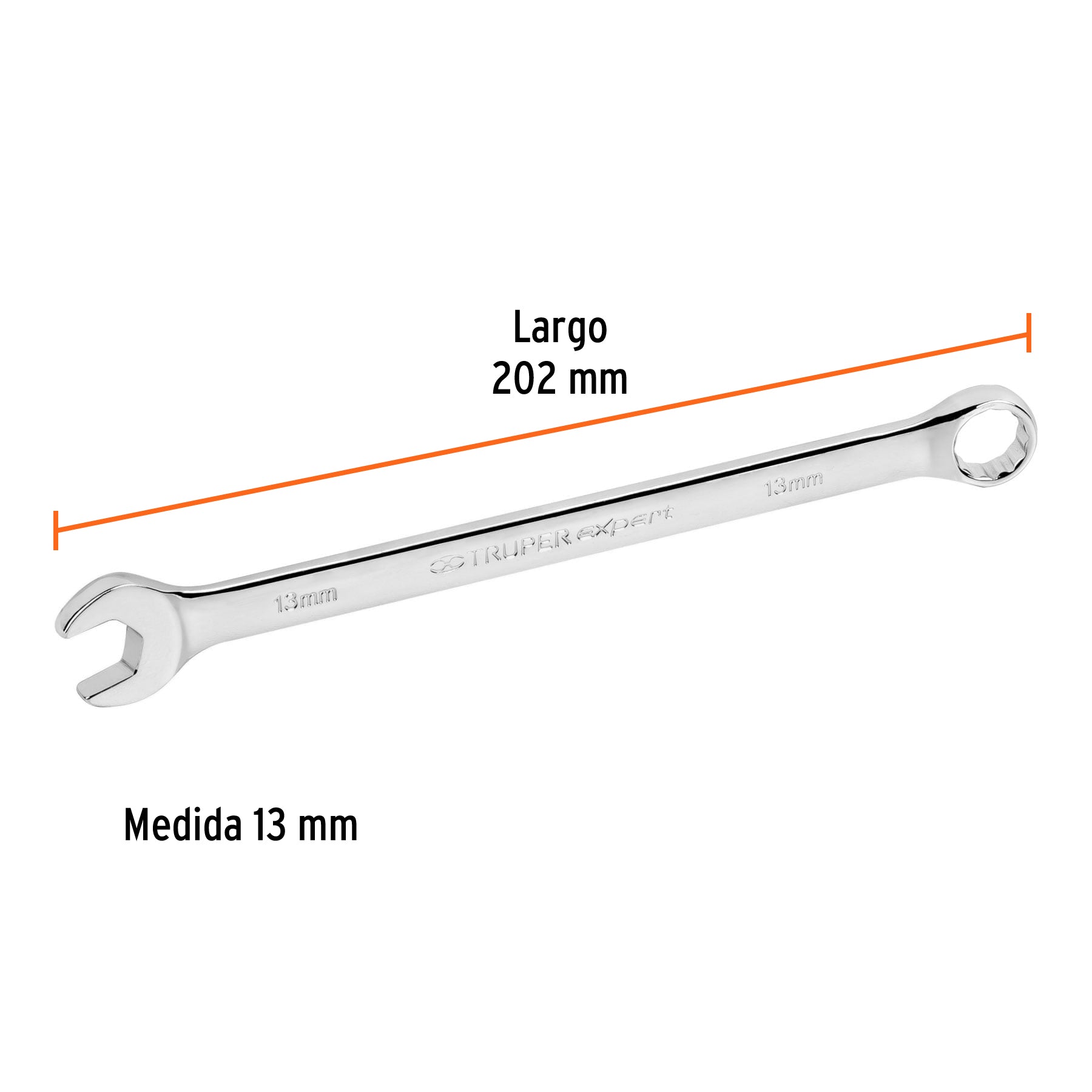 Llave combinada, extralarga, milimétrica, 13 x 202 mm