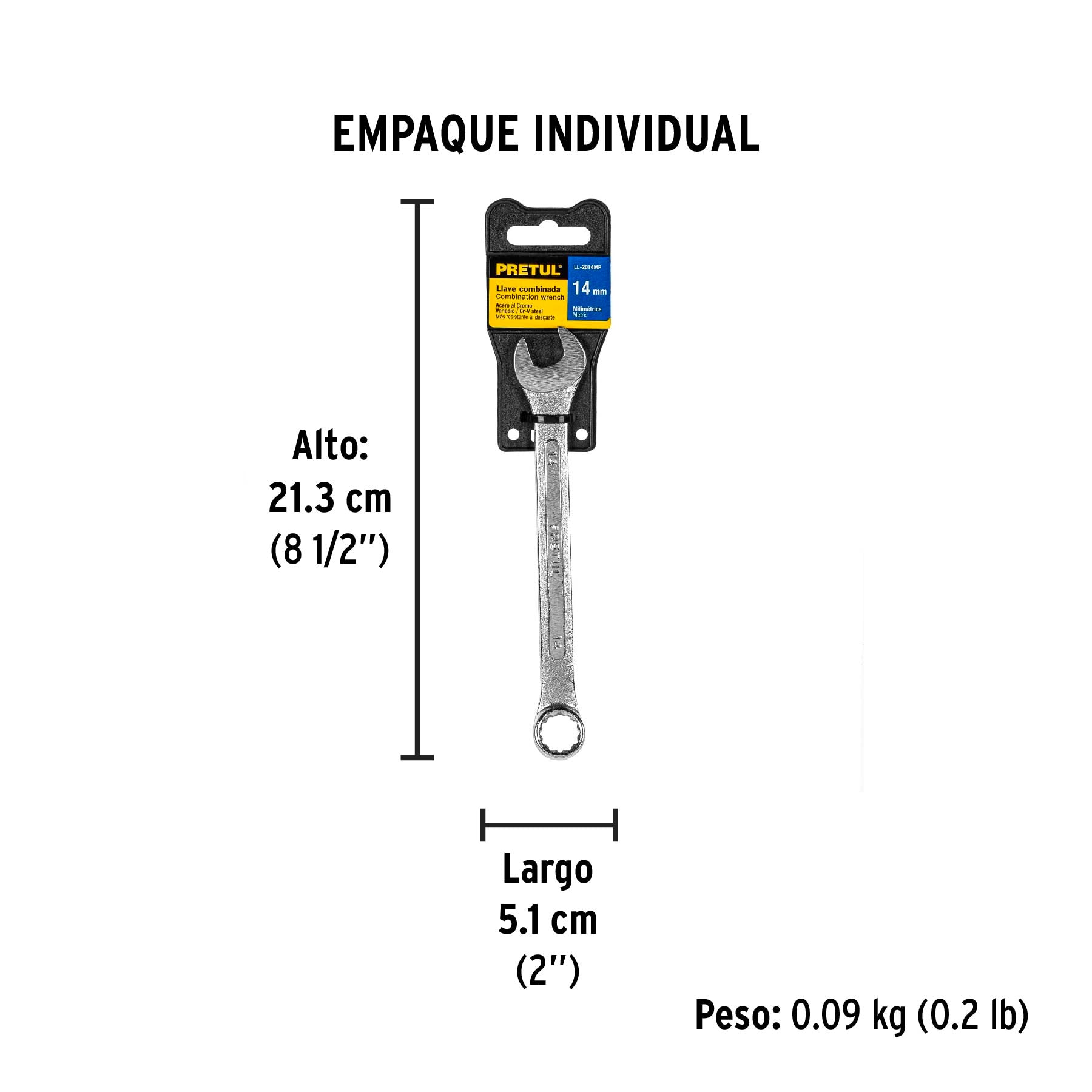 Llave combinada mm, 14 x 180 mm, pretul