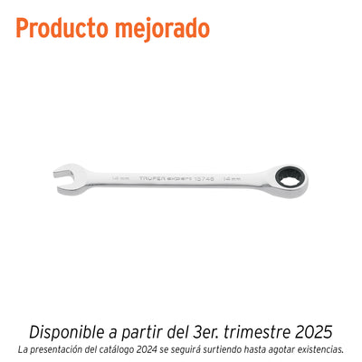 Llave combinada con matraca, 14 x 186 mm, Truper Expert