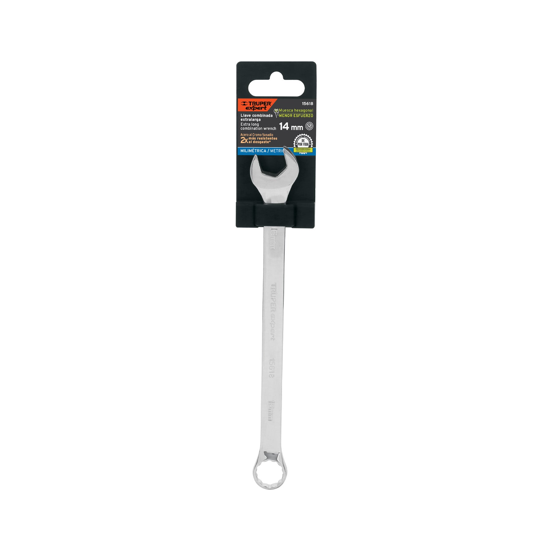 Llave combinada, extralarga, milimétrica, 14 x 220 mm