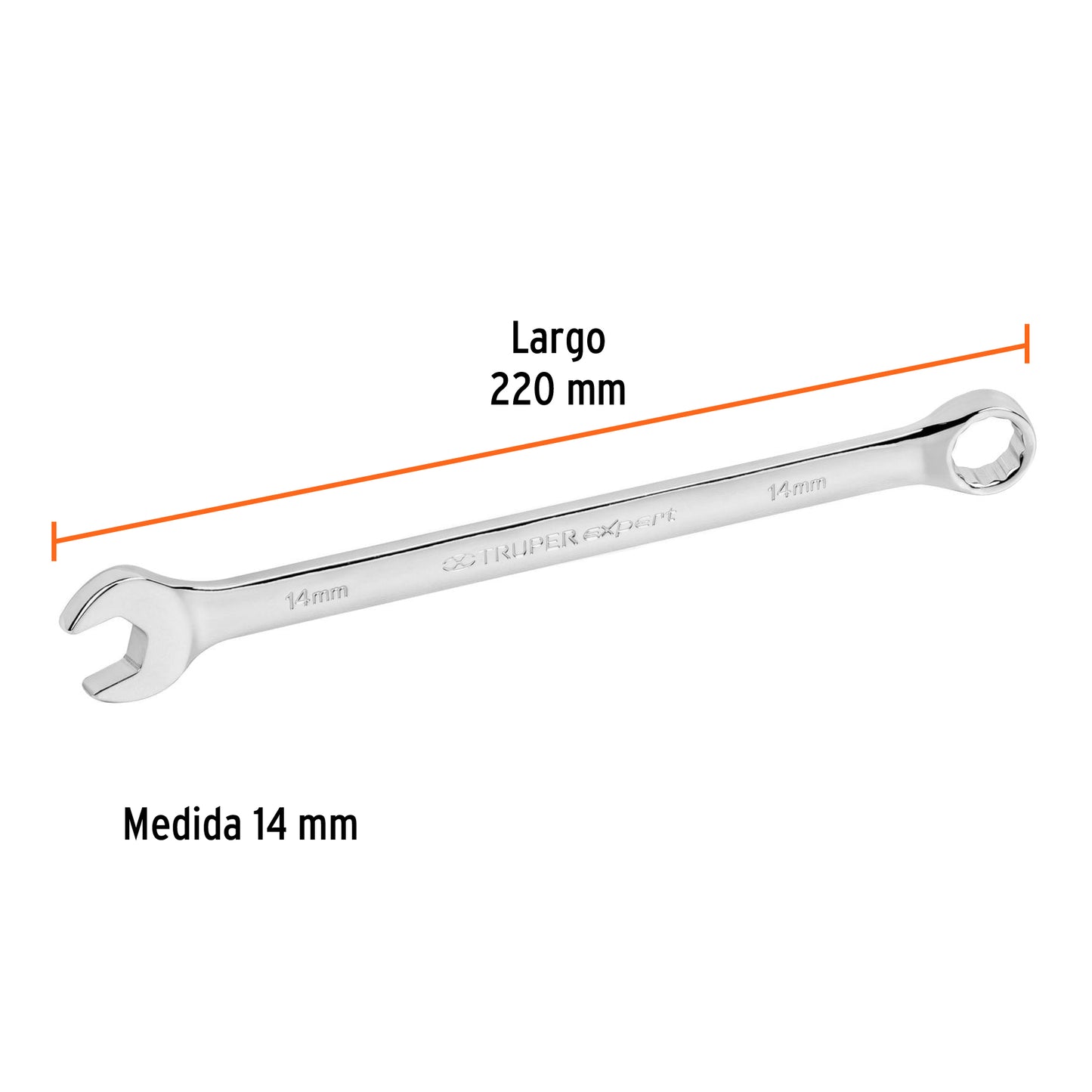 Llave combinada, extralarga, milimétrica, 14 x 220 mm