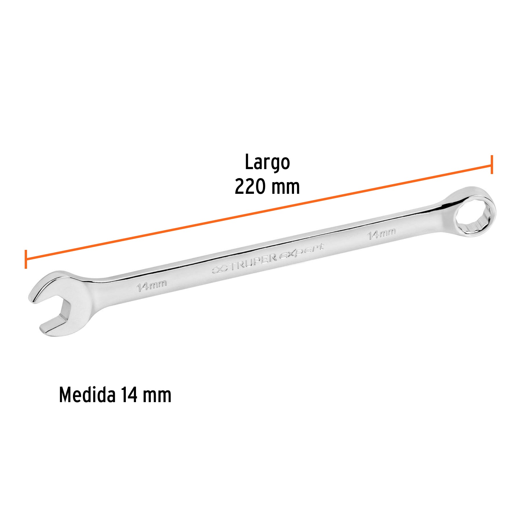 Llave combinada, extralarga, milimétrica, 14 x 220 mm