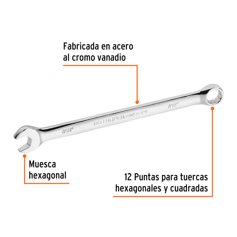 Llave combinada, extralarga, 7/16" x 183 mm