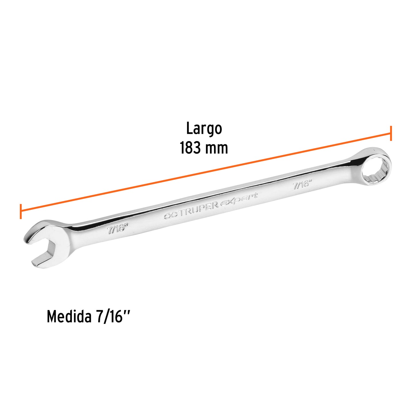 Llave combinada, extralarga, 7/16" x 183 mm