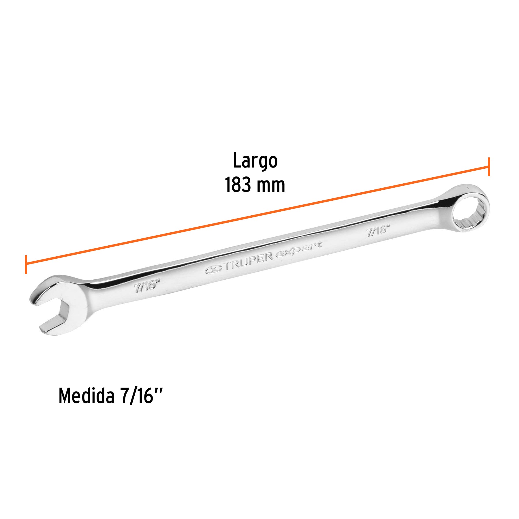 Llave combinada, extralarga, 7/16" x 183 mm