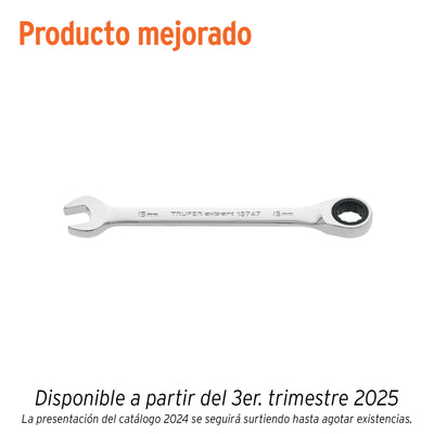 Llave combinada con matraca, 15 x 194 mm, Truper Expert