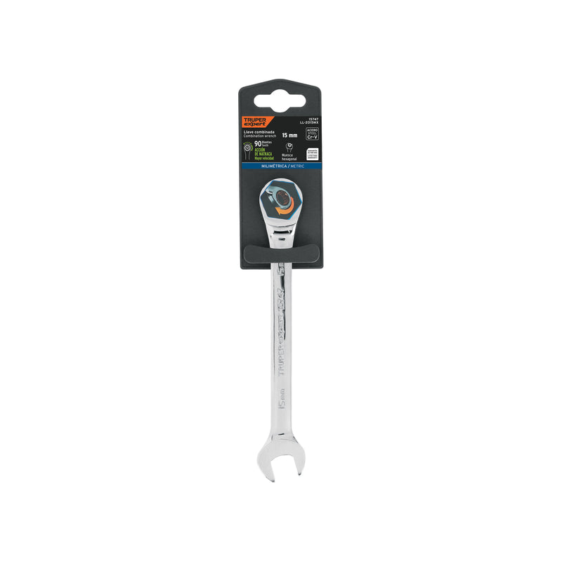 Llave combinada con matraca, 15 x 194 mm, Truper Expert