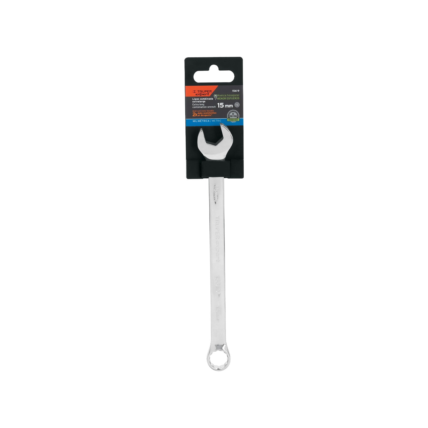 Llave combinada, extralarga, milimétrica, 15 x 230 mm