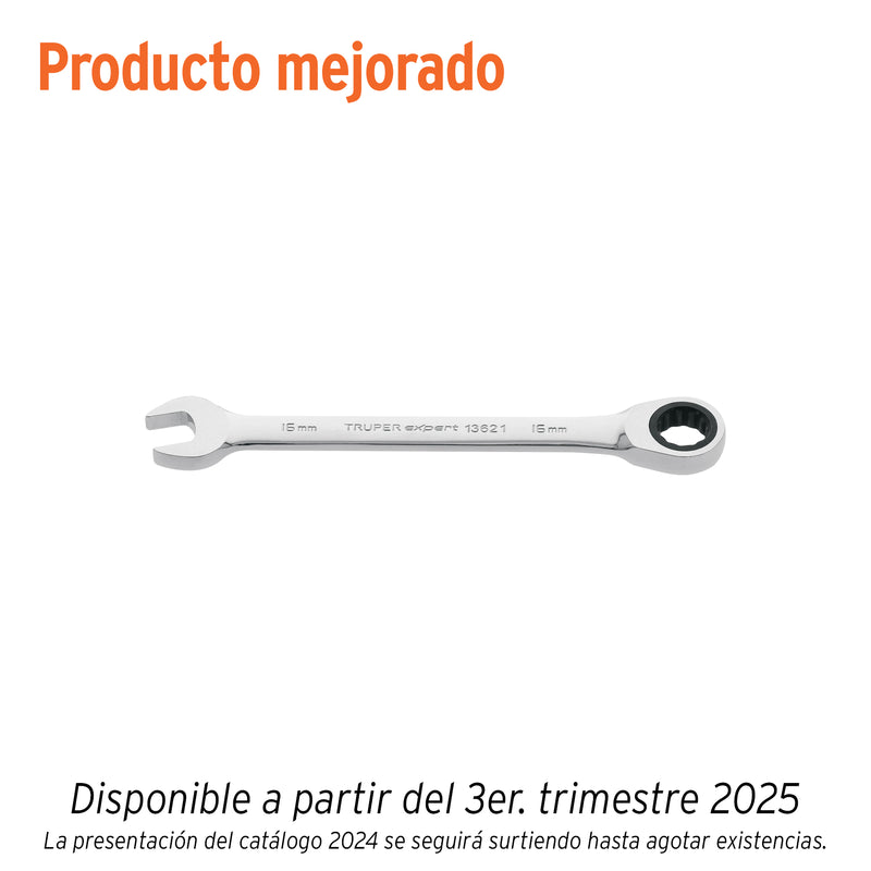 Llave combinada con matraca, 16 x 202 mm, Truper Expert