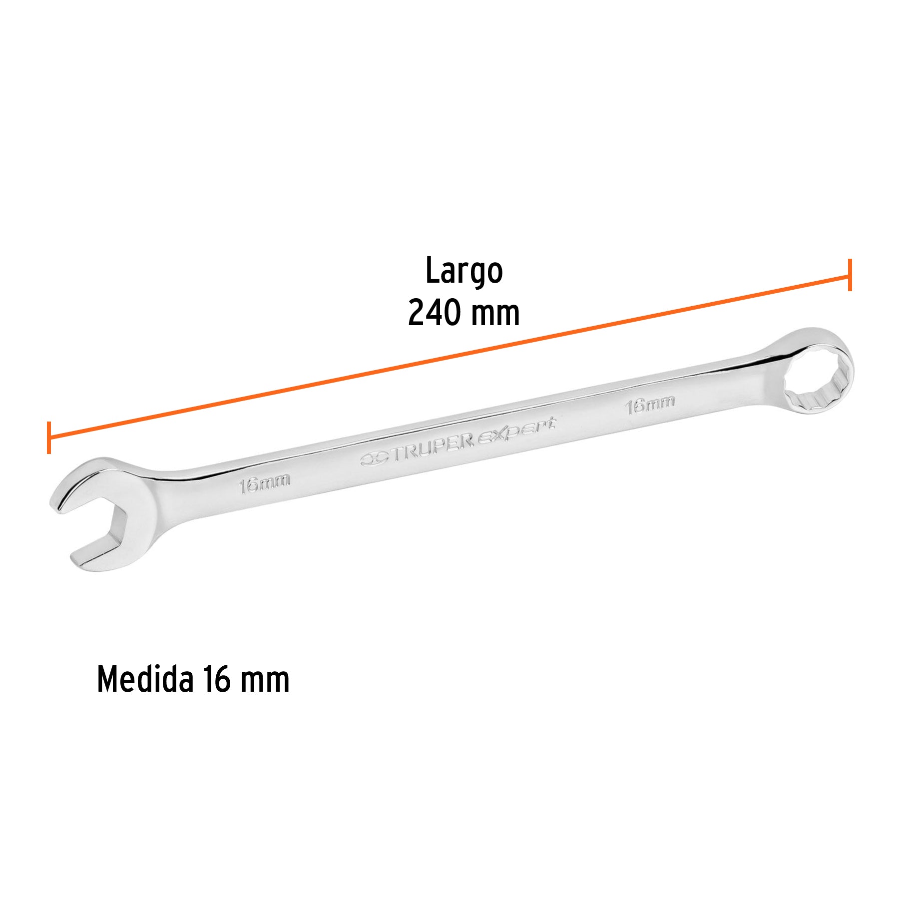 Llave combinada, extralarga, milimétrica, 16 x 240 mm