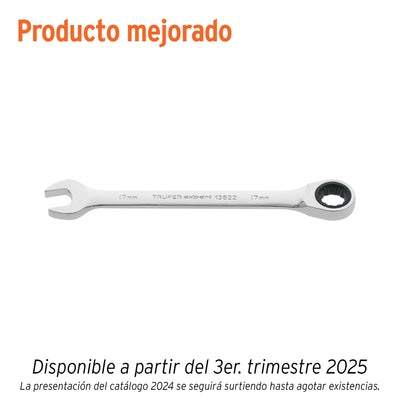 Llave combinada con matraca, 17 x 218 mm, Truper Expert