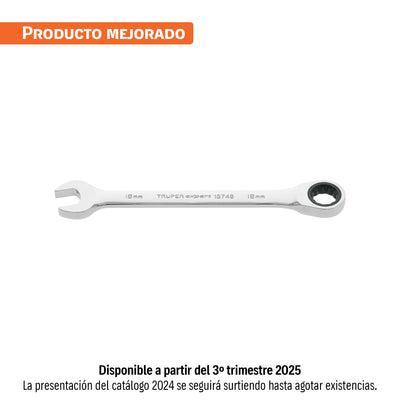 Llave combinada con matraca, 18 x 230 mm, Truper Expert