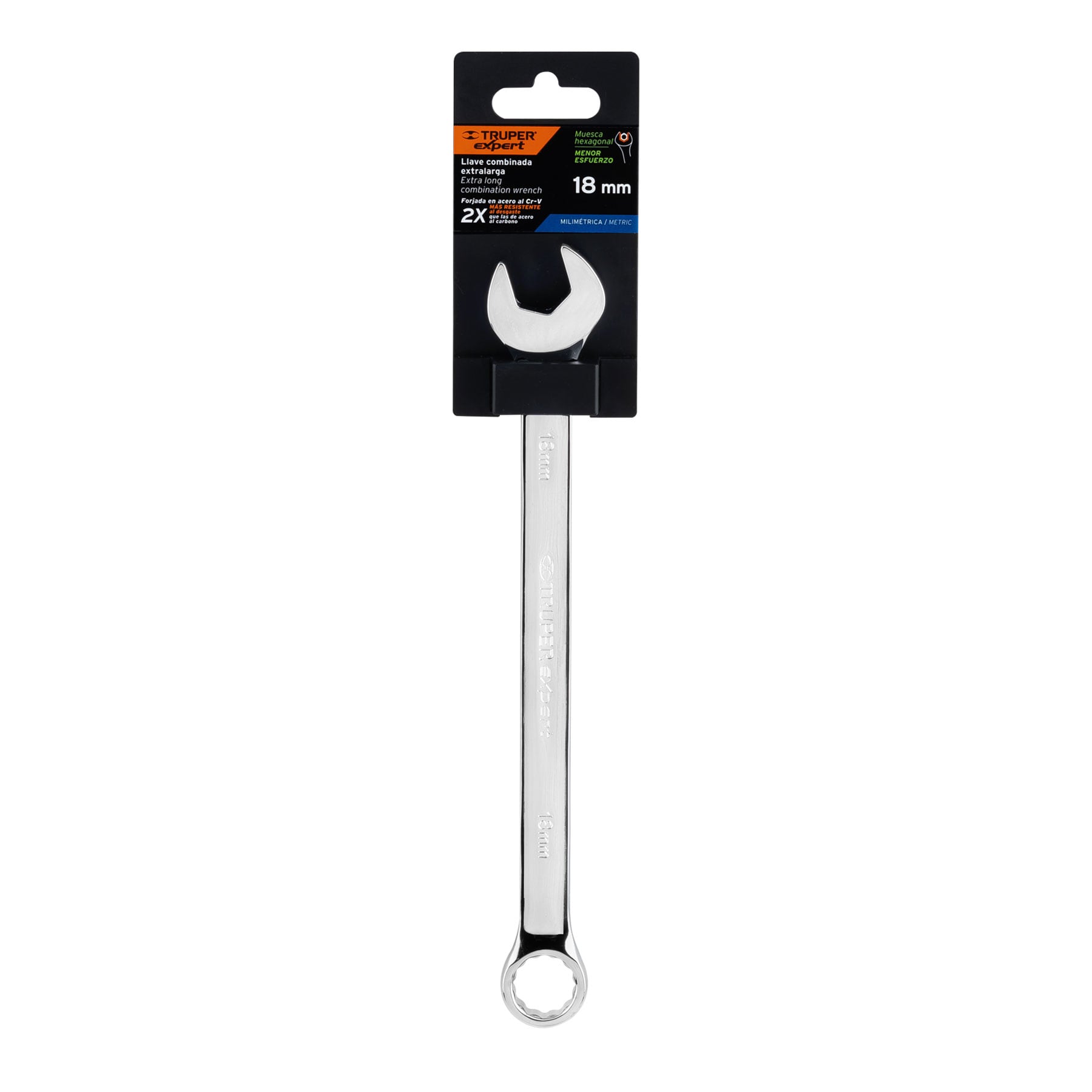 Llave combinada, extralarga, milimétrica, 18 x 269 mm