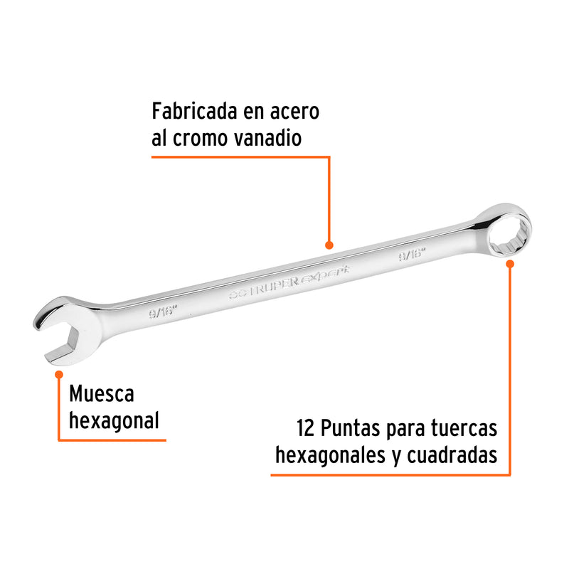 Llave combinada, extralarga, 9/16" x 220 mm