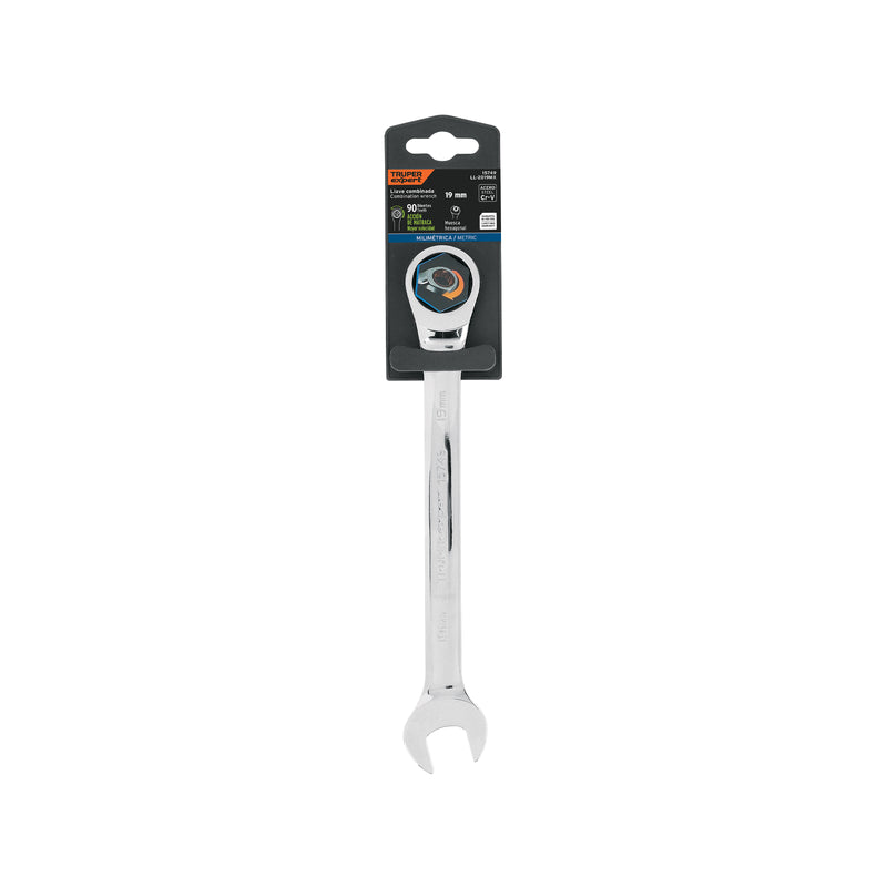 Llave combinada con matraca, 19 x 237 mm, Truper Expert