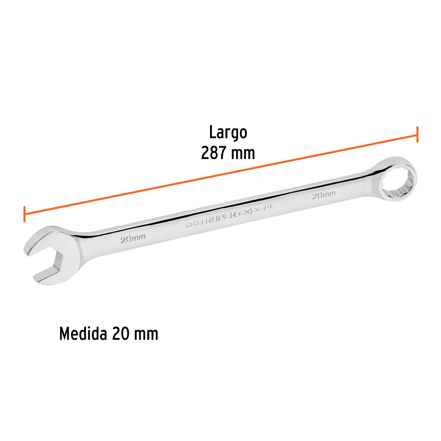 Llave combinada, extralarga, milimétrica, 20 x 287 mm