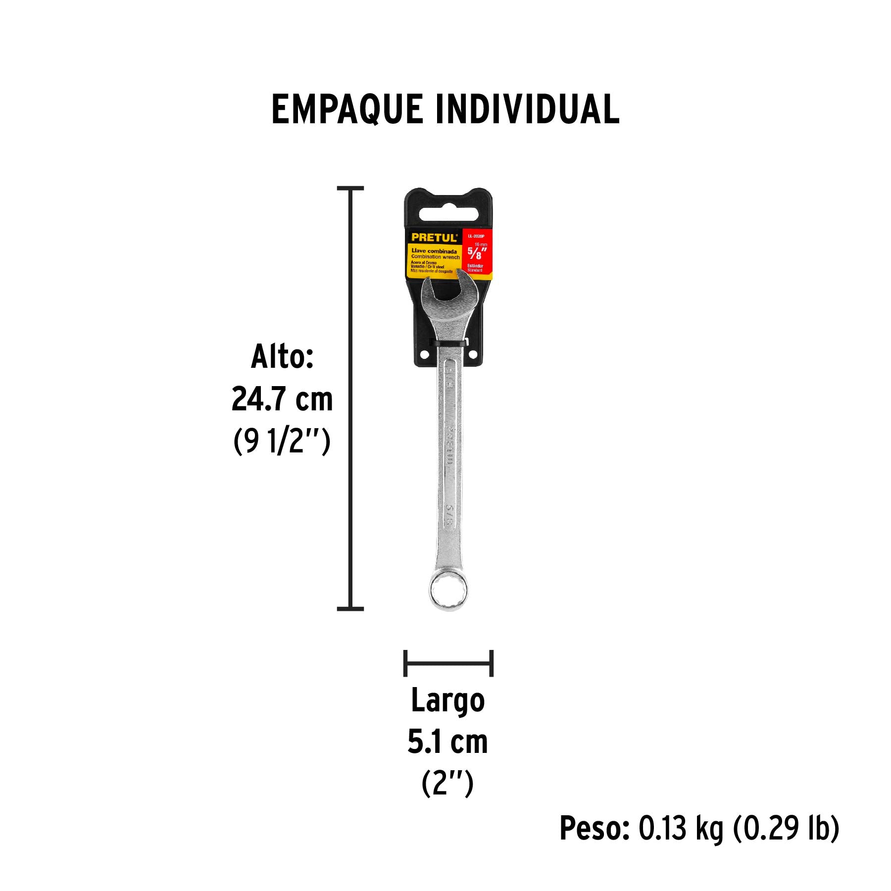 Llave combinada 5/8" x 200 mm, pretul