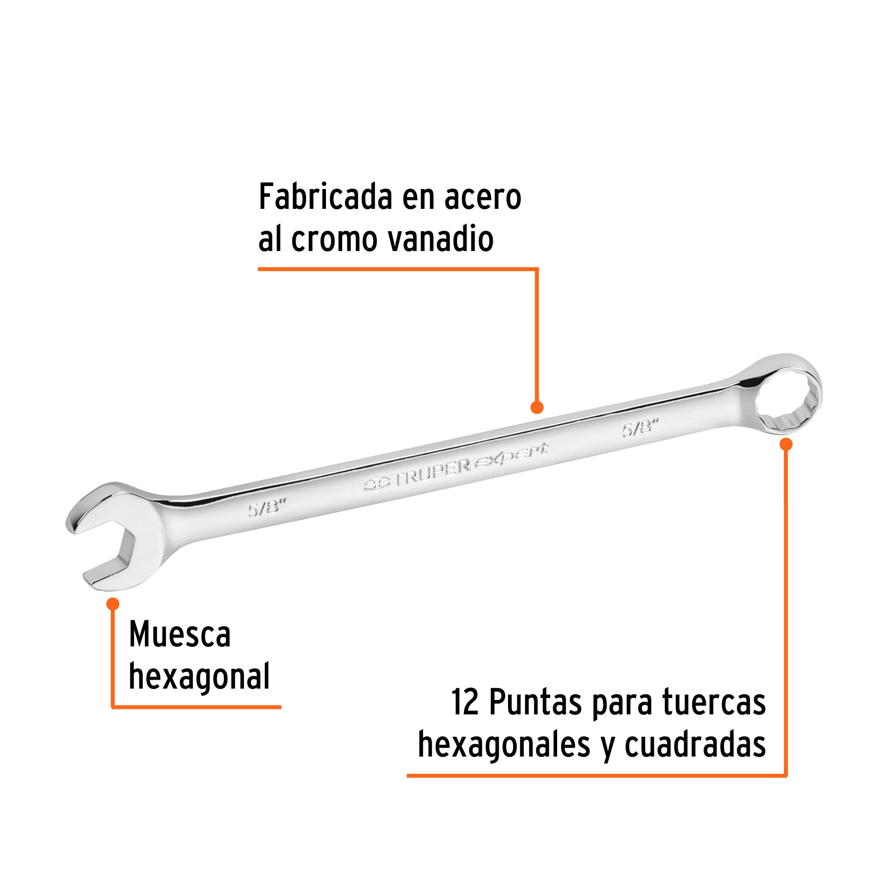 Llave combinada, extralarga, 5/8" x 240 mm